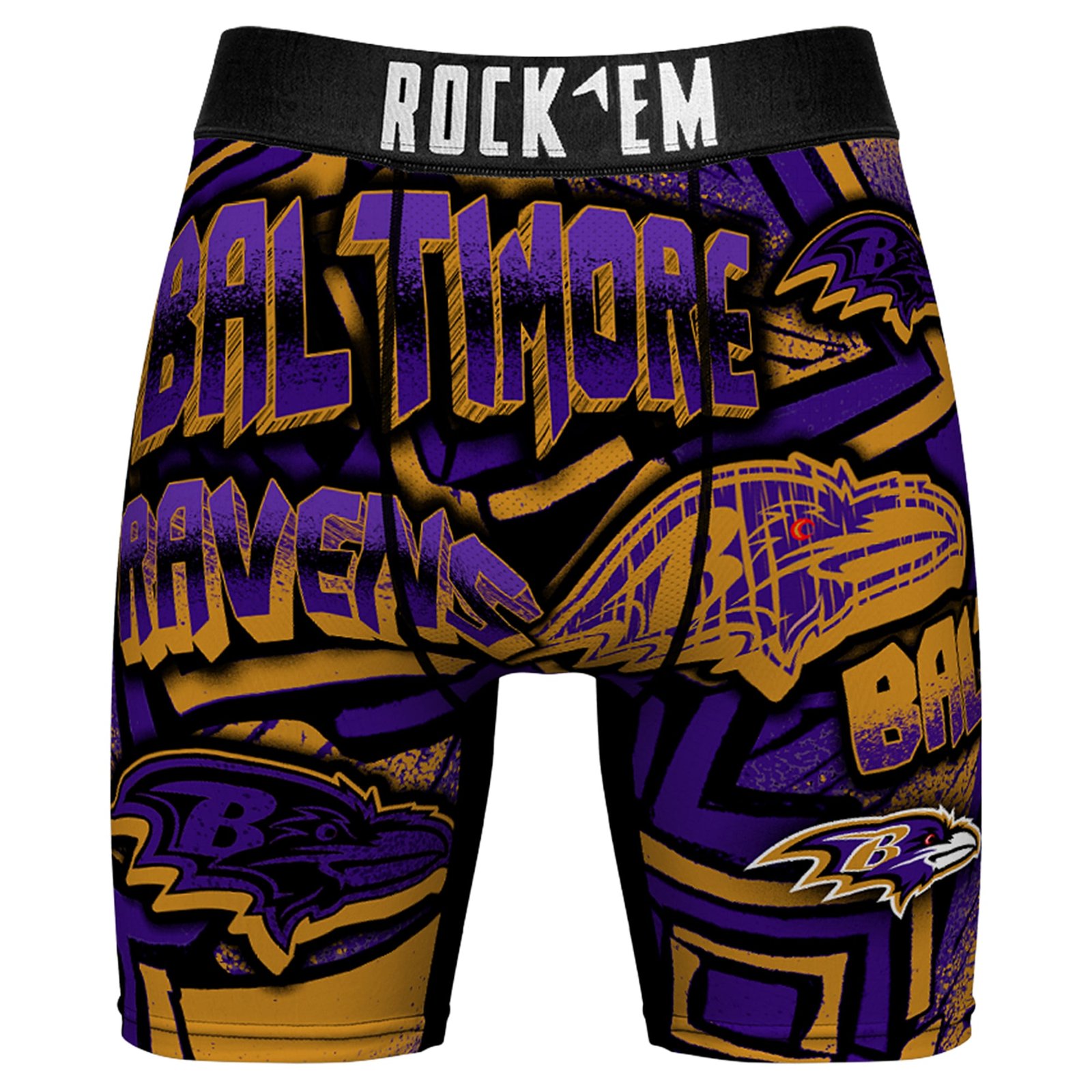 Men’s Rock Em Socks Purple Baltimore Ravens Sketched Out Boxer Briefs