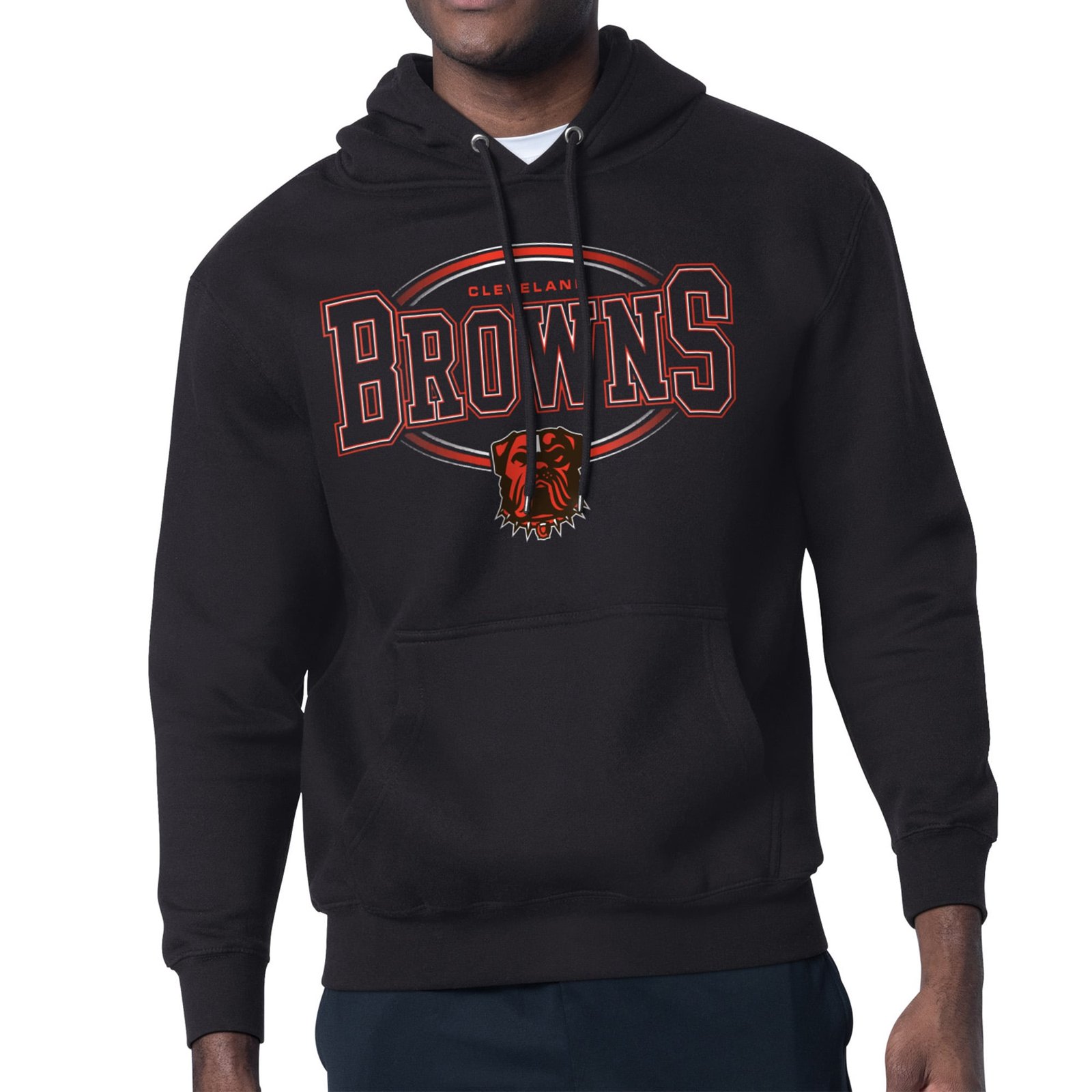 Men’s Starter Black Cleveland Browns Team Track Graphic Pullover Hoodie