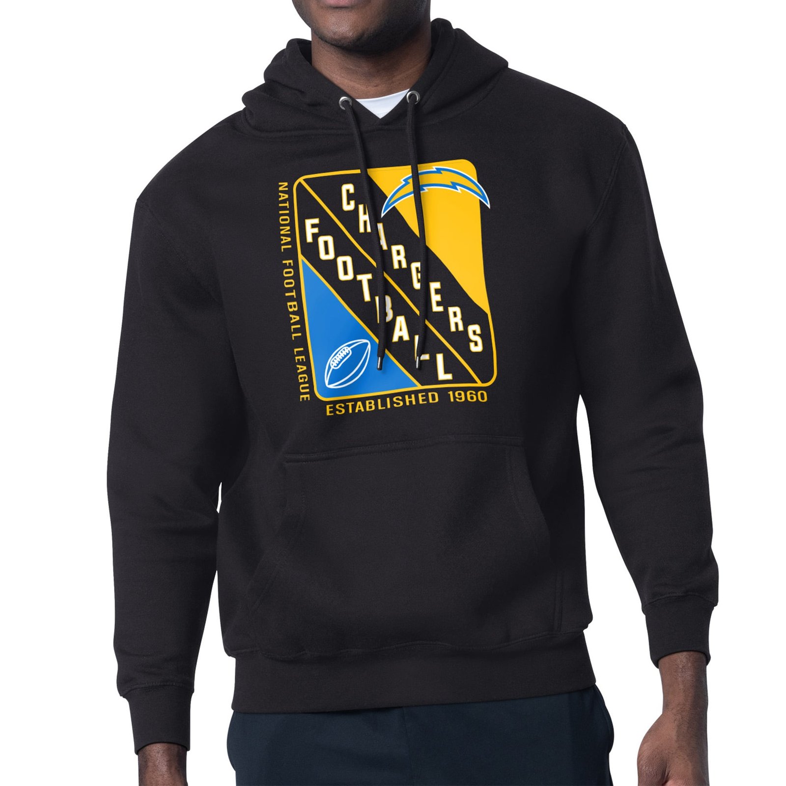 Men’s Starter Black Los Angeles Chargers Shield Logo Pullover Hoodie