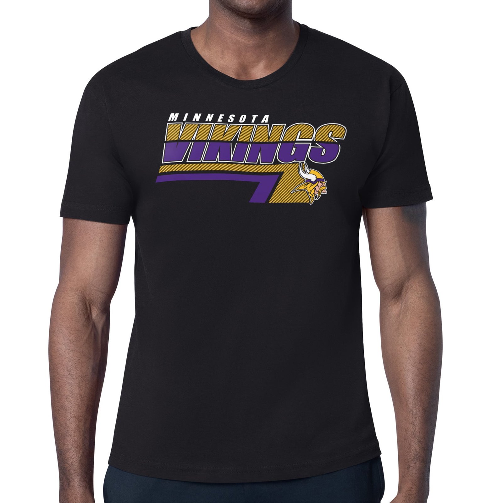 Men’s Starter Black Minnesota Vikings Logo Push Graphic T-Shirt