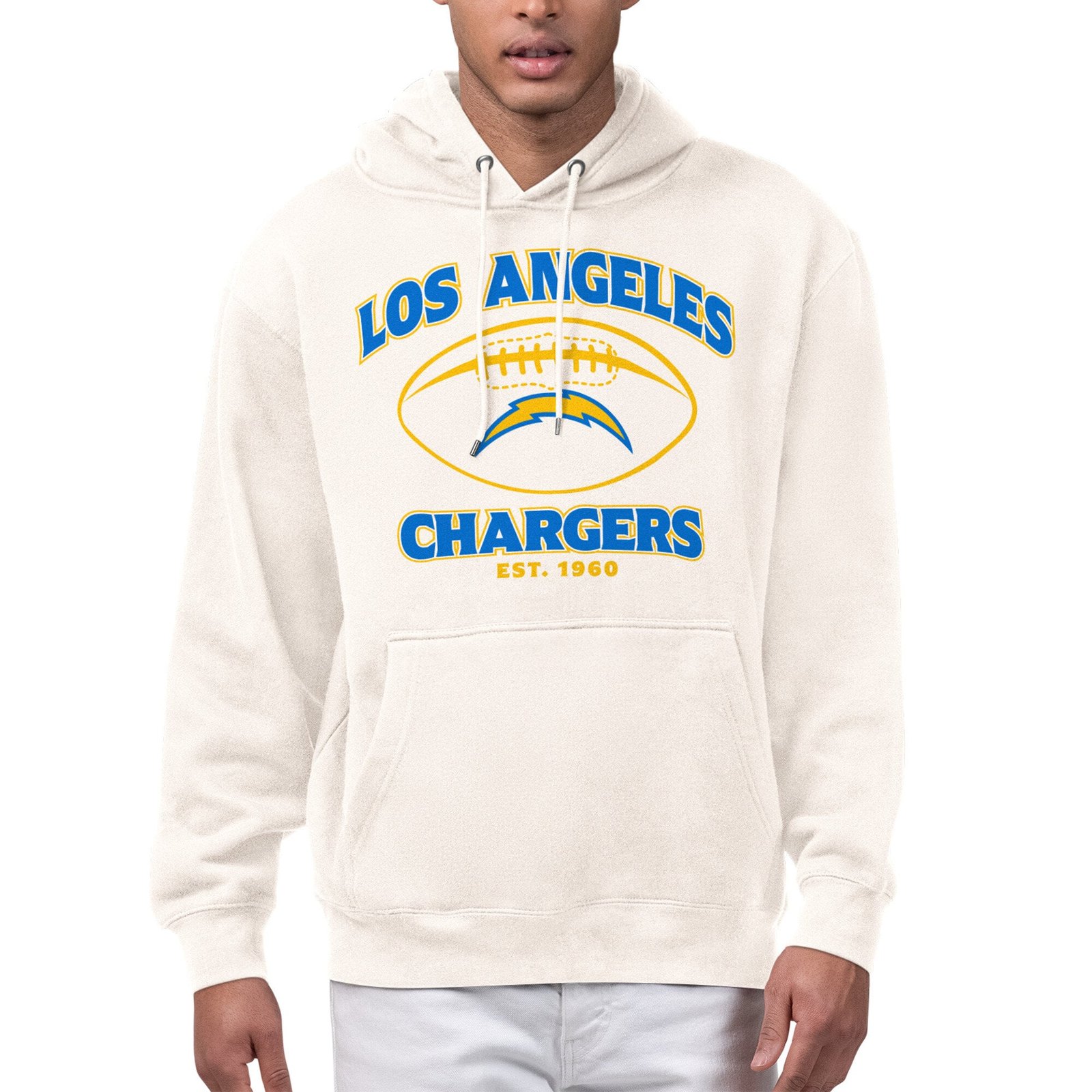 Men’s Starter Cream Los Angeles Chargers Kickoff Fleece Hoodie