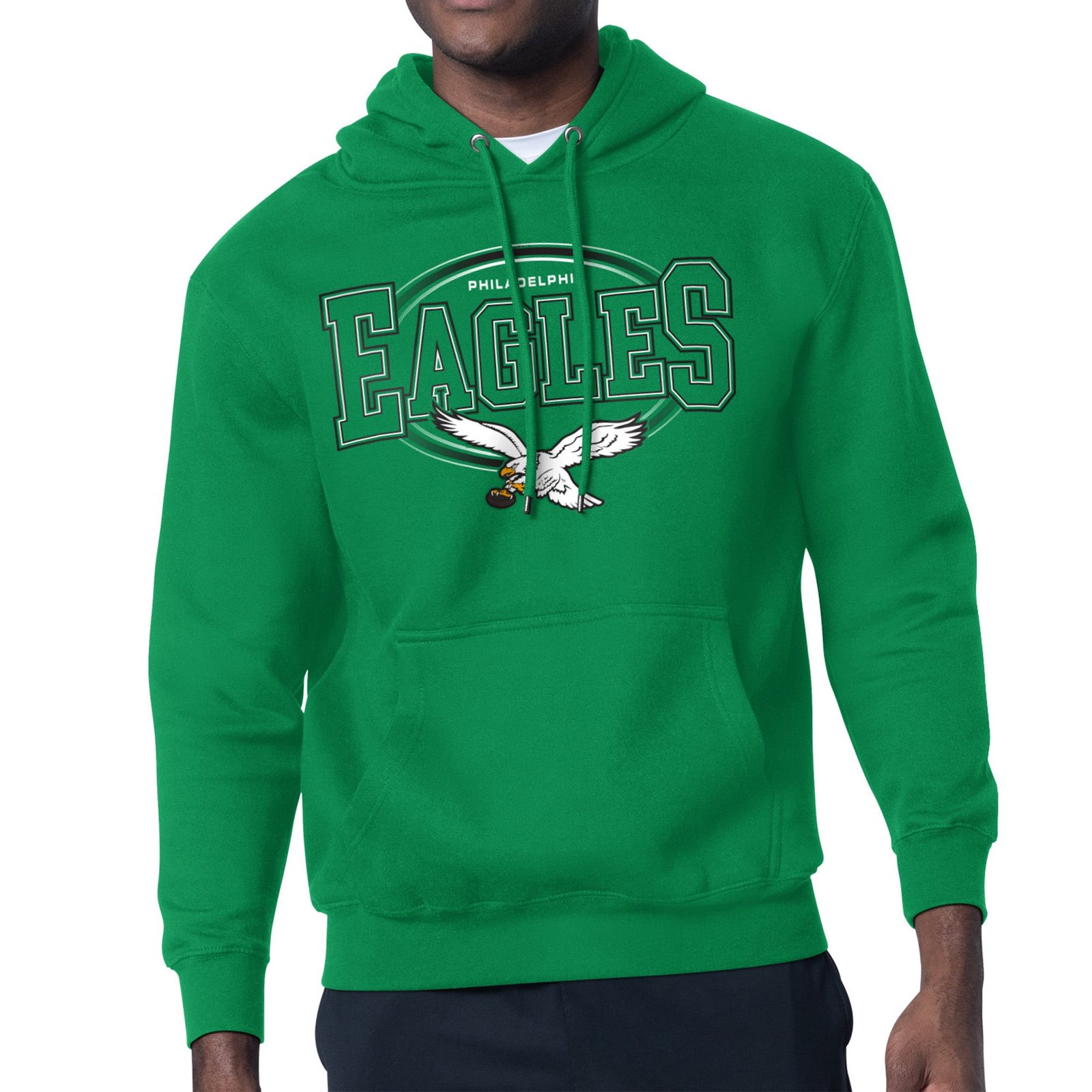 Men’s Starter Kelly Green Philadelphia Eagles Team Track Graphic Pullover Hoodie