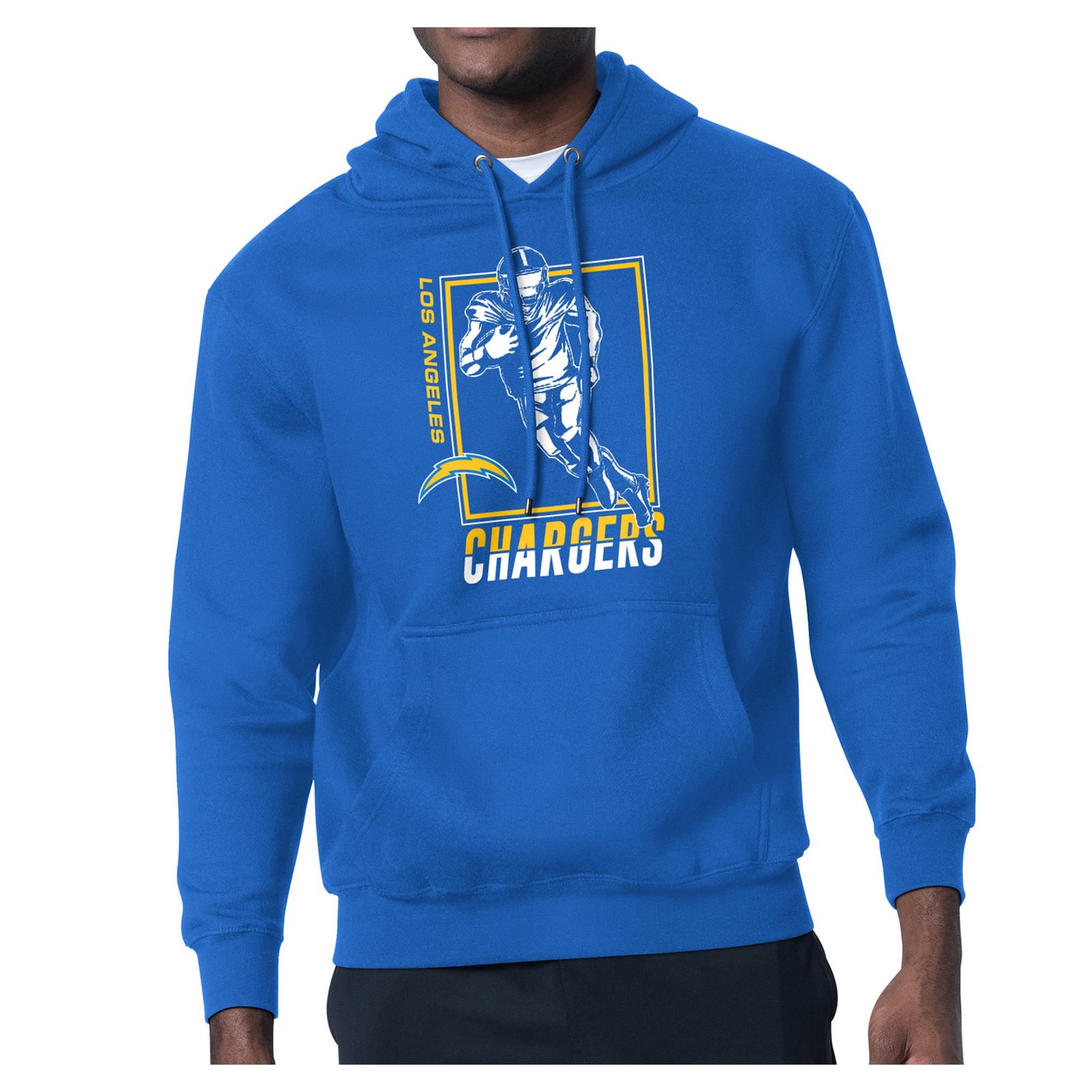 Men’s Starter Powder Blue Los Angeles Chargers Player Grid Pullover Hoodie