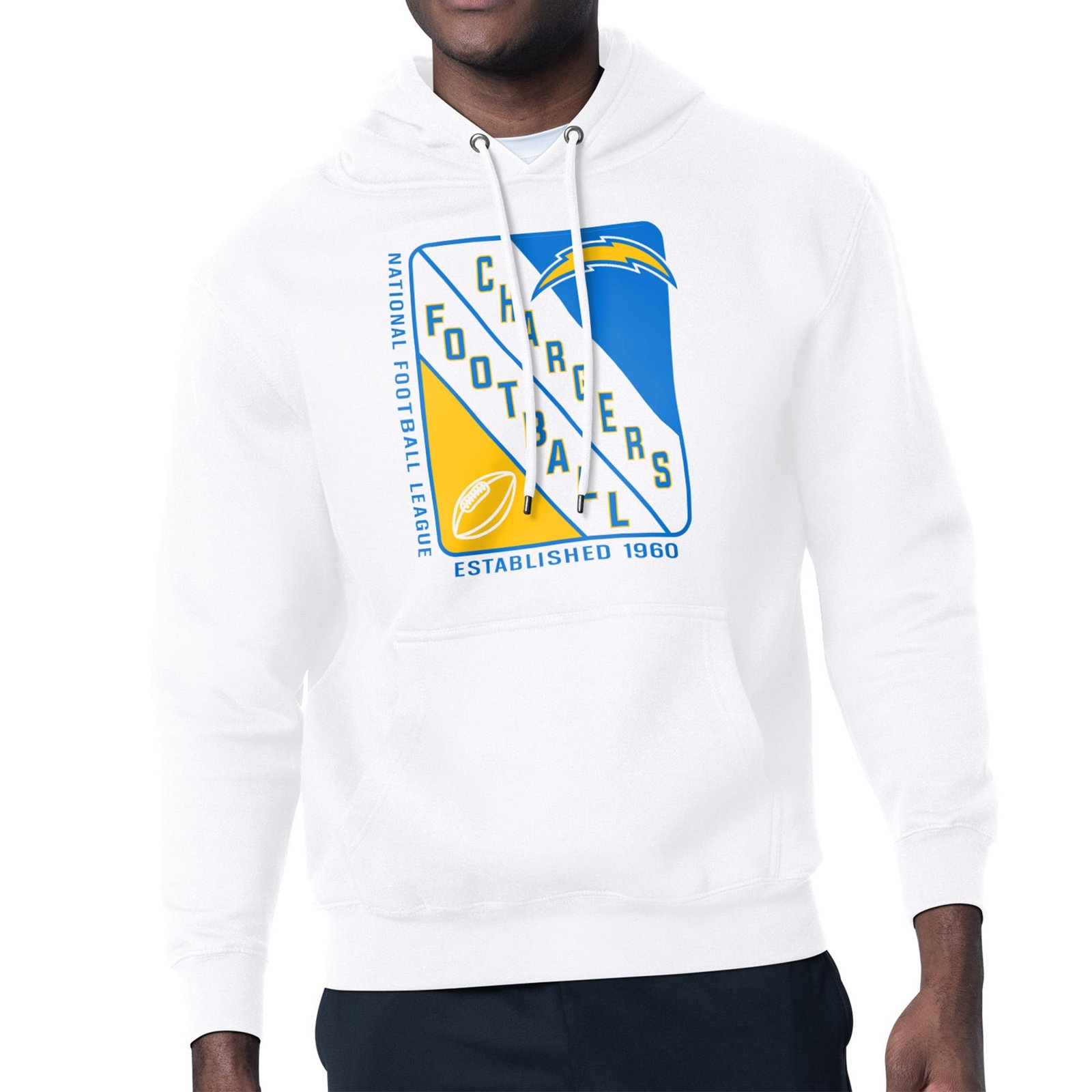 Men’s Starter White Los Angeles Chargers Shield Logo Pullover Hoodie