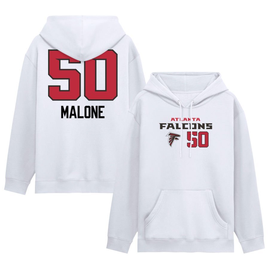 Men’s White Atlanta Falcons Touchdown Wordmark Personalized Name & Number Hoodie
