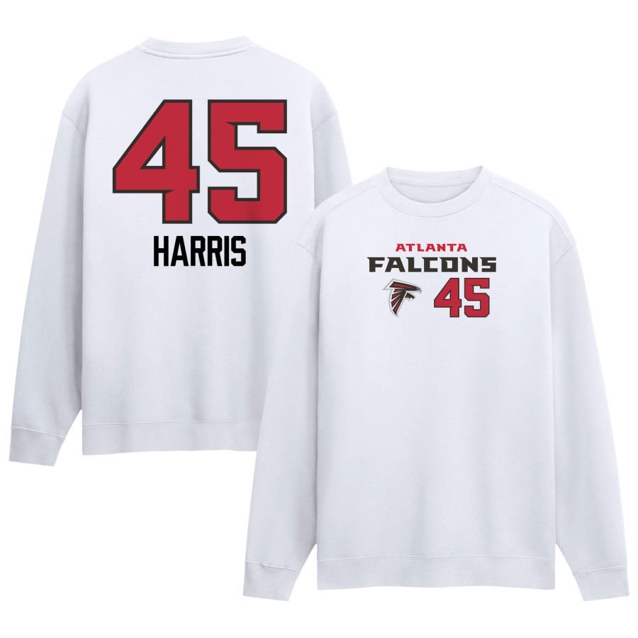 Men’s White Atlanta Falcons Touchdown Wordmark Personalized Name & Number Sweatshirt