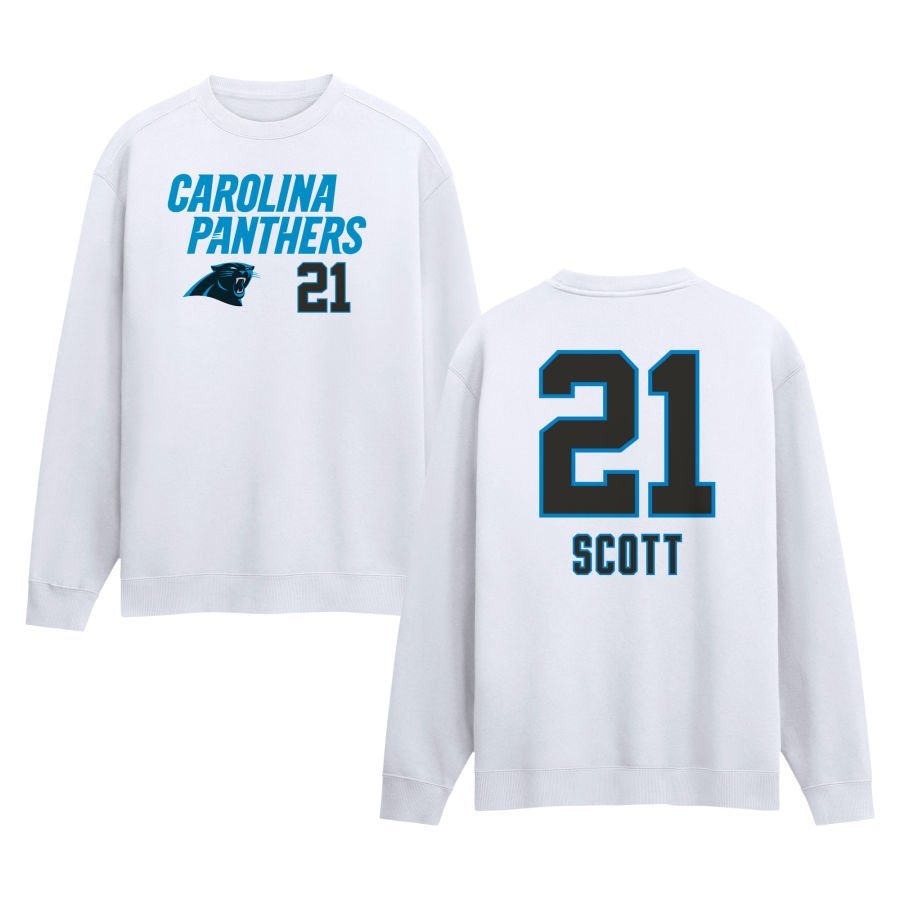 Men’s White Carolina Panthers Touchdown Wordmark Personalized Name & Number Sweatshirt