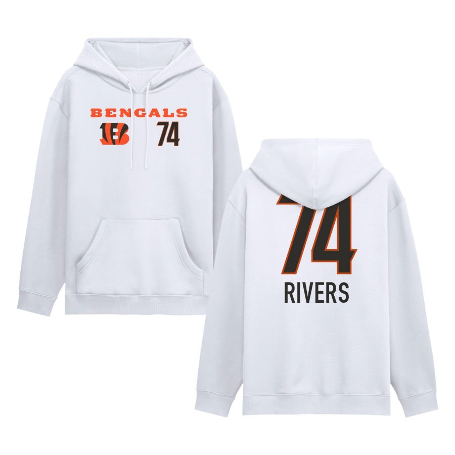 Men’s White Cincinnati Bengals Touchdown Wordmark Personalized Name & Number Hoodie