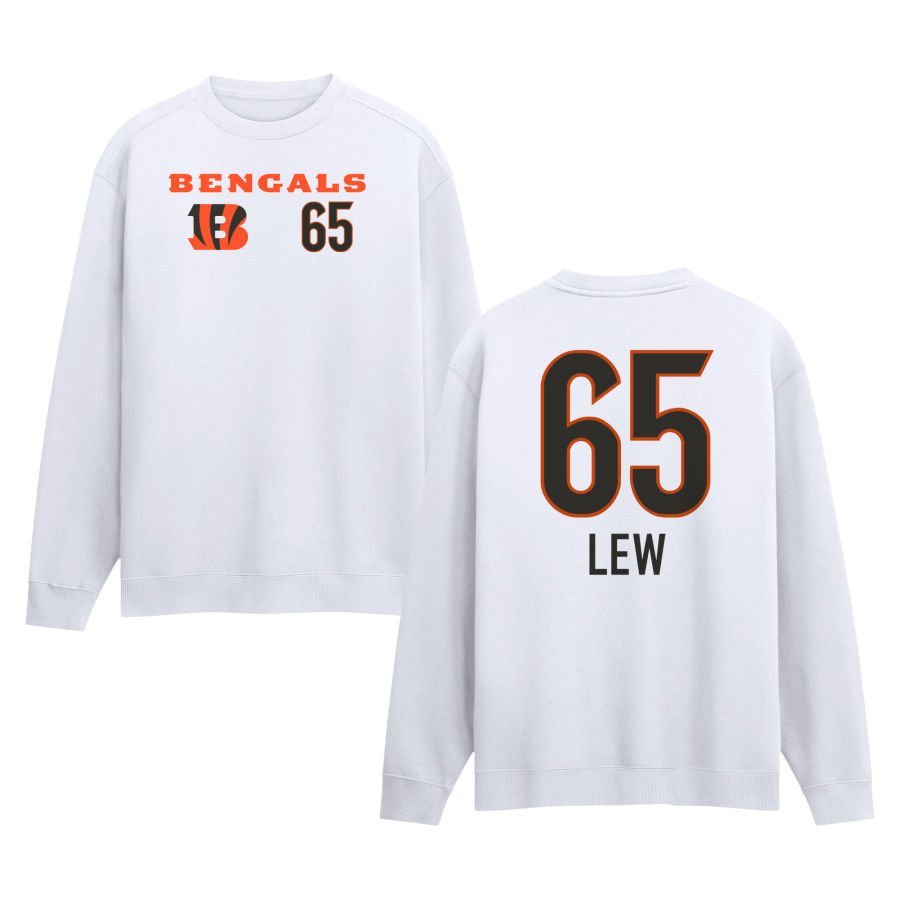 Men’s White Cincinnati Bengals Touchdown Wordmark Personalized Name & Number Sweatshirt