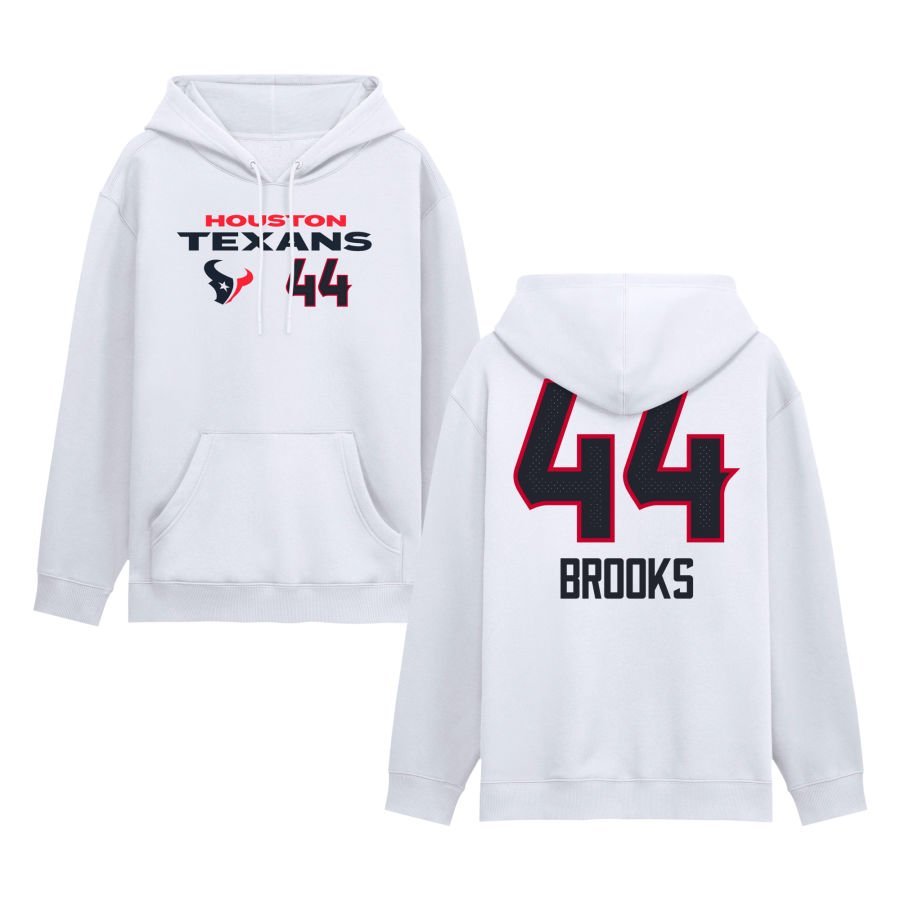 Men’s White Houston Texans Touchdown Wordmark Personalized Name & Number Hoodie