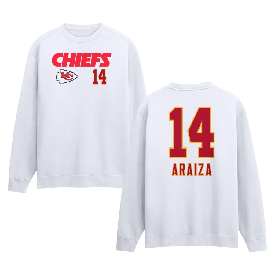 Men’s White Kansas City Chiefs Touchdown Wordmark Personalized Name & Number Sweatshirt