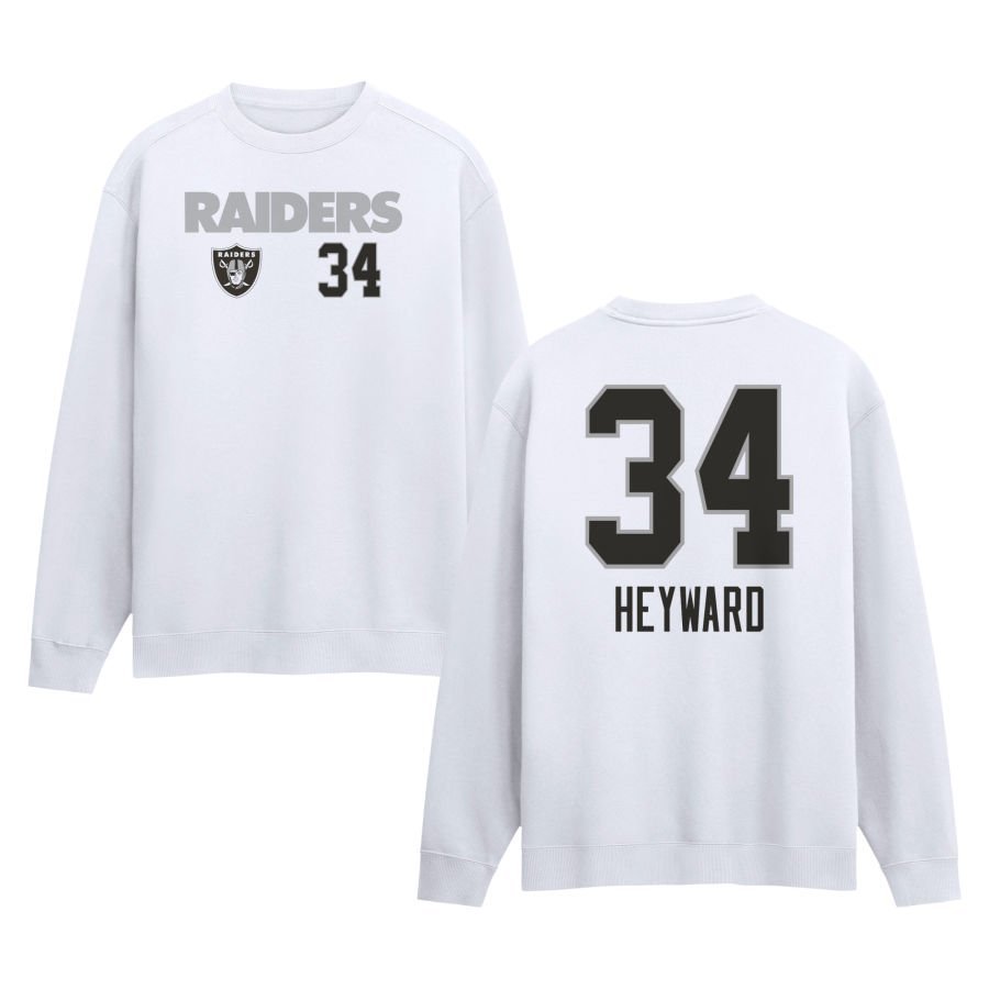Men’s White Las Vegas Raiders Touchdown Wordmark Personalized Name & Number Sweatshirt