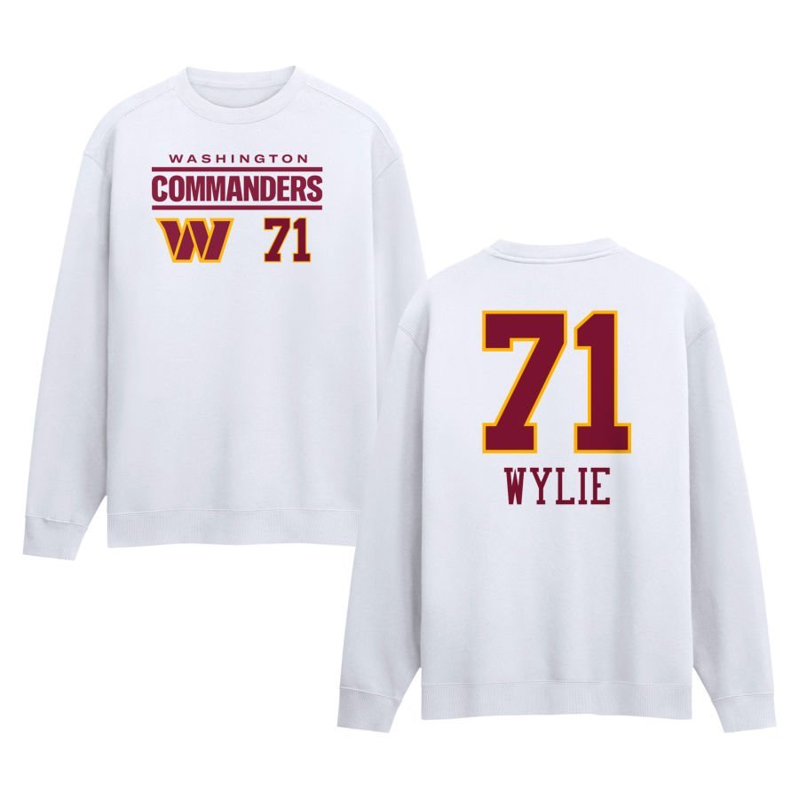 Men’s White Washington Commanders Touchdown Wordmark Personalized Name & Number Sweatshirt