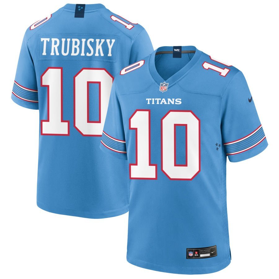Mitchell Trubisky Youth Nike Blue Tennessee Titans Game Custom Jersey