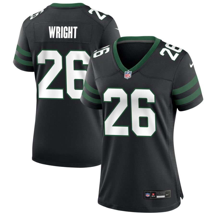 Nahshon Wright Women’s Nike Legacy Black New York Jets Alternate Custom Game Jersey