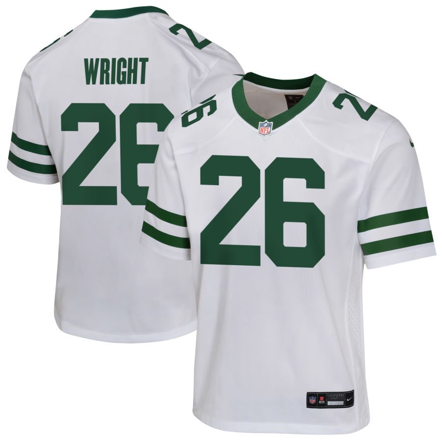 Nahshon Wright Youth Nike Legacy White New York Jets Custom Game Jersey