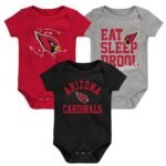 Newborn & Infant Black/Cardinal/Heather Gray Arizona Cardinals Three-Pack Eat, Sleep & Drool Retro Bodysuit Set