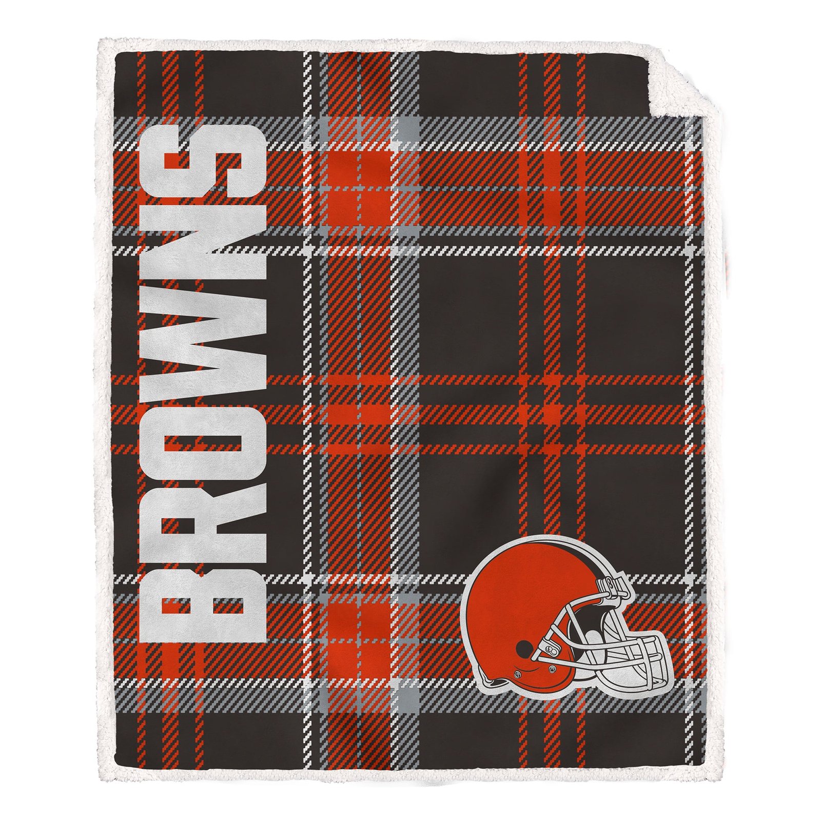 Pegasus Cleveland Browns 50″ x 60″ Playmaker Plaid Ultra Cozy Sherpa Throw