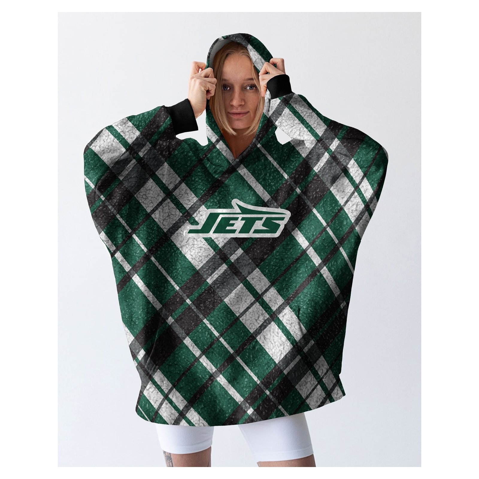 Pegasus New York Jets 34″ x 34″ Digital Dash Sherpa Hooded Fan Cape