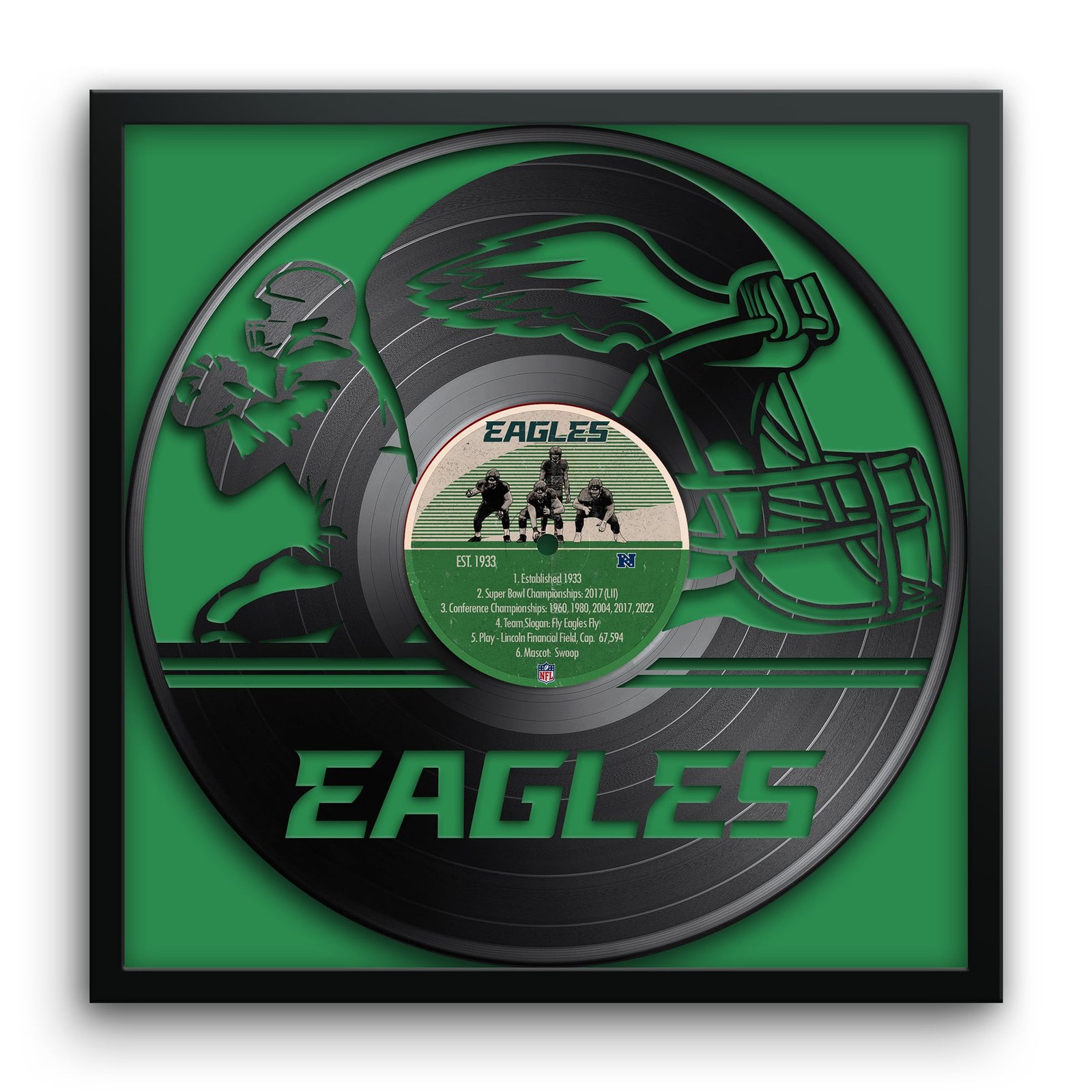 Philadelphia Eagles Framed 13″ x 13″ Vinyl Record Art Print