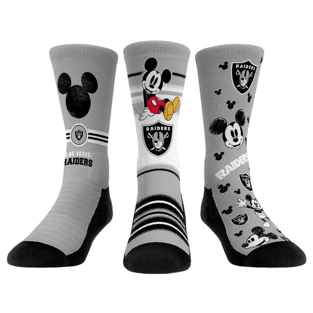 Unisex Rock Em Las Vegas Raiders Disney Three-Pack Crew Socks Set