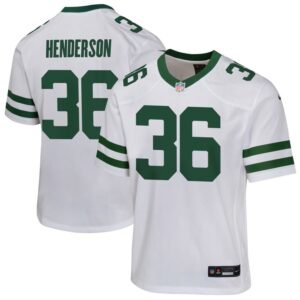 Al-Jay Henderson Youth Nike Legacy White New York Jets Custom Game Jersey Al-Jay Henderson Youth Nike Legacy White New York Jets Custom Game Jersey