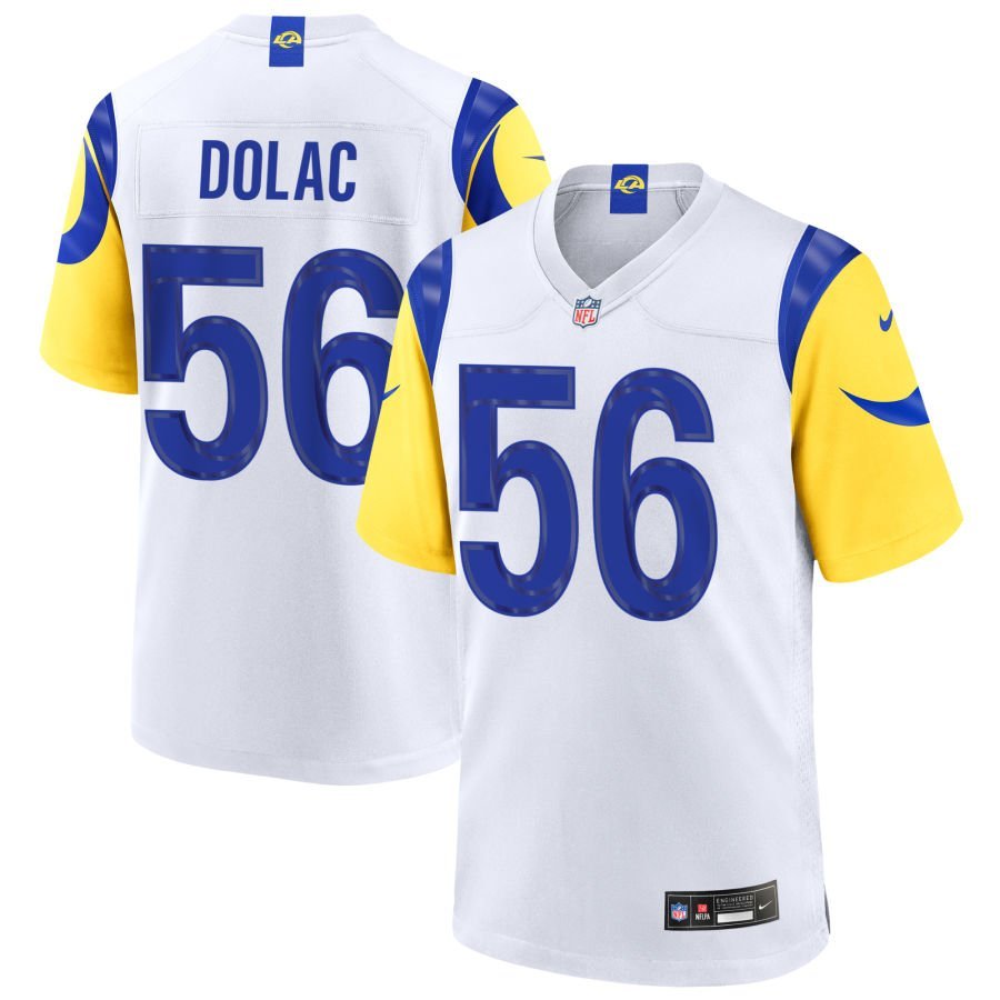 Shaun Dolac Youth Nike White Los Angeles Rams Custom Game Jersey