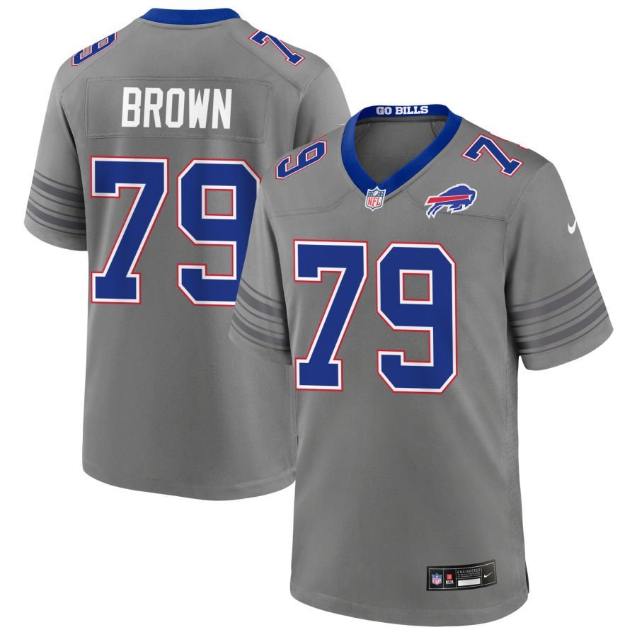 Spencer Brown Men’s Nike Gray Buffalo Bills Nickel City Custom Game Jersey