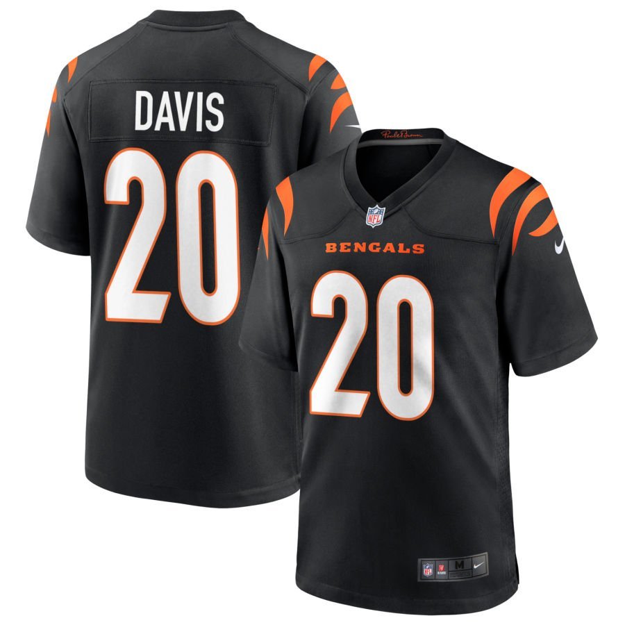 Tacario Davis Youth Nike Black Cincinnati Bengals Logo Game Custom Jersey