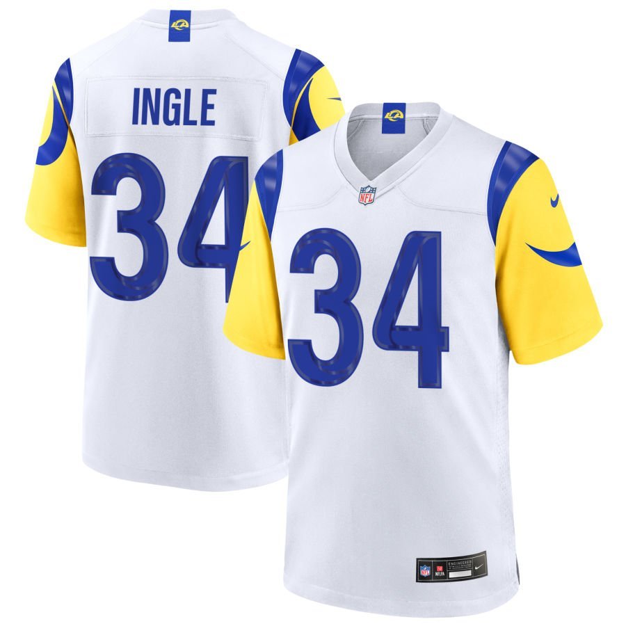 Tanner Ingle Men’s Nike White Los Angeles Rams Custom Game Jersey