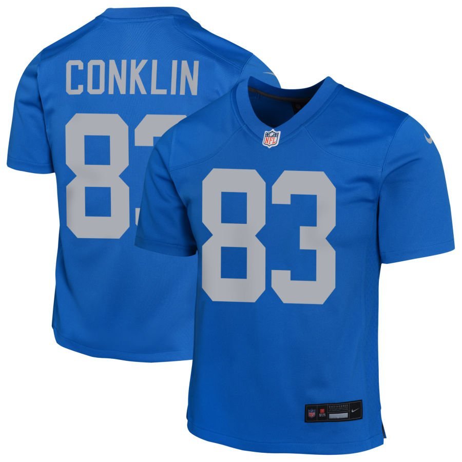 Tyler Conklin Youth Nike Blue Detroit Lions Alternate Custom Game Jersey Tyler Conklin Youth Nike Blue Detroit Lions Alternate Custom Game Jersey