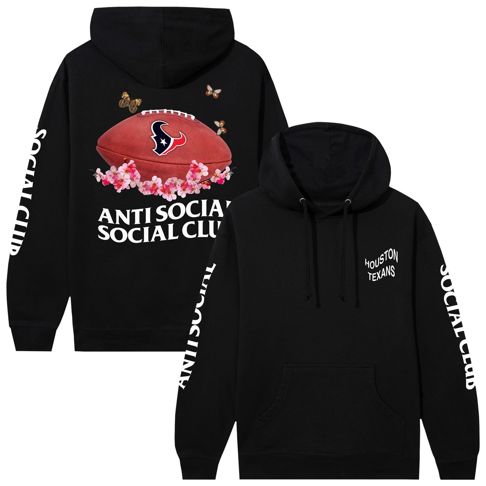 Unisex AntiSocialSocialClub x NFL Black Houston Texans Impact Blossom Hoodie