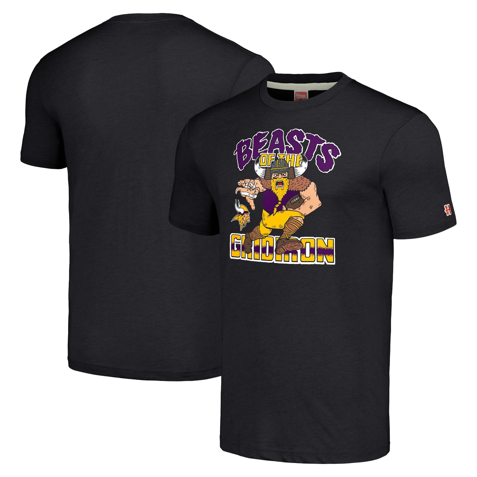 Unisex Homage Charcoal Minnesota Vikings Monsters of the Gridiron Halloween Tri-Blend T-Shirt
