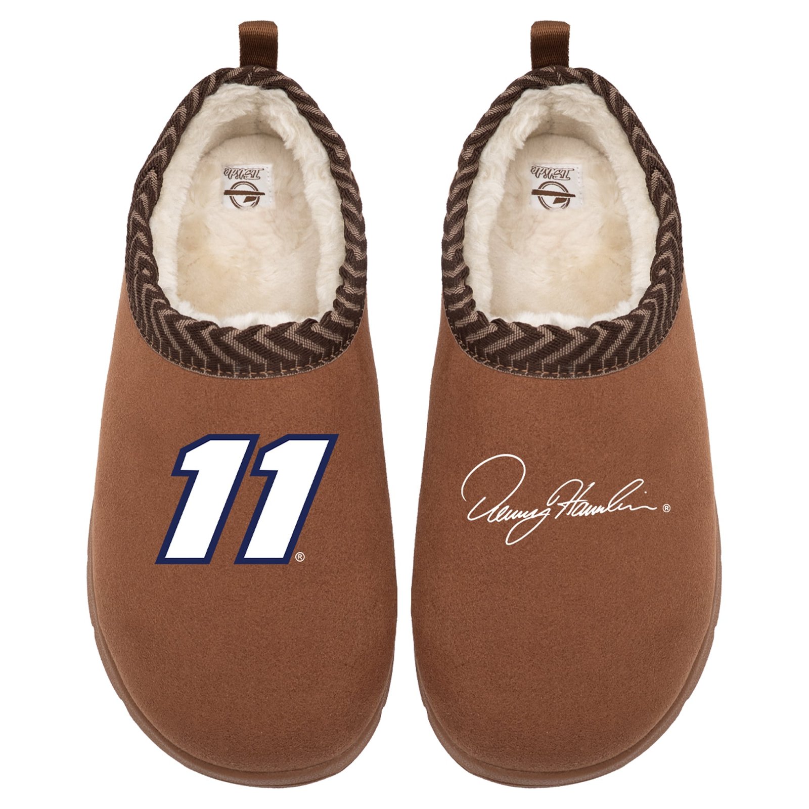 Unisex ISlide Brown Denny Hamlin Number & Signature Mission Slippers