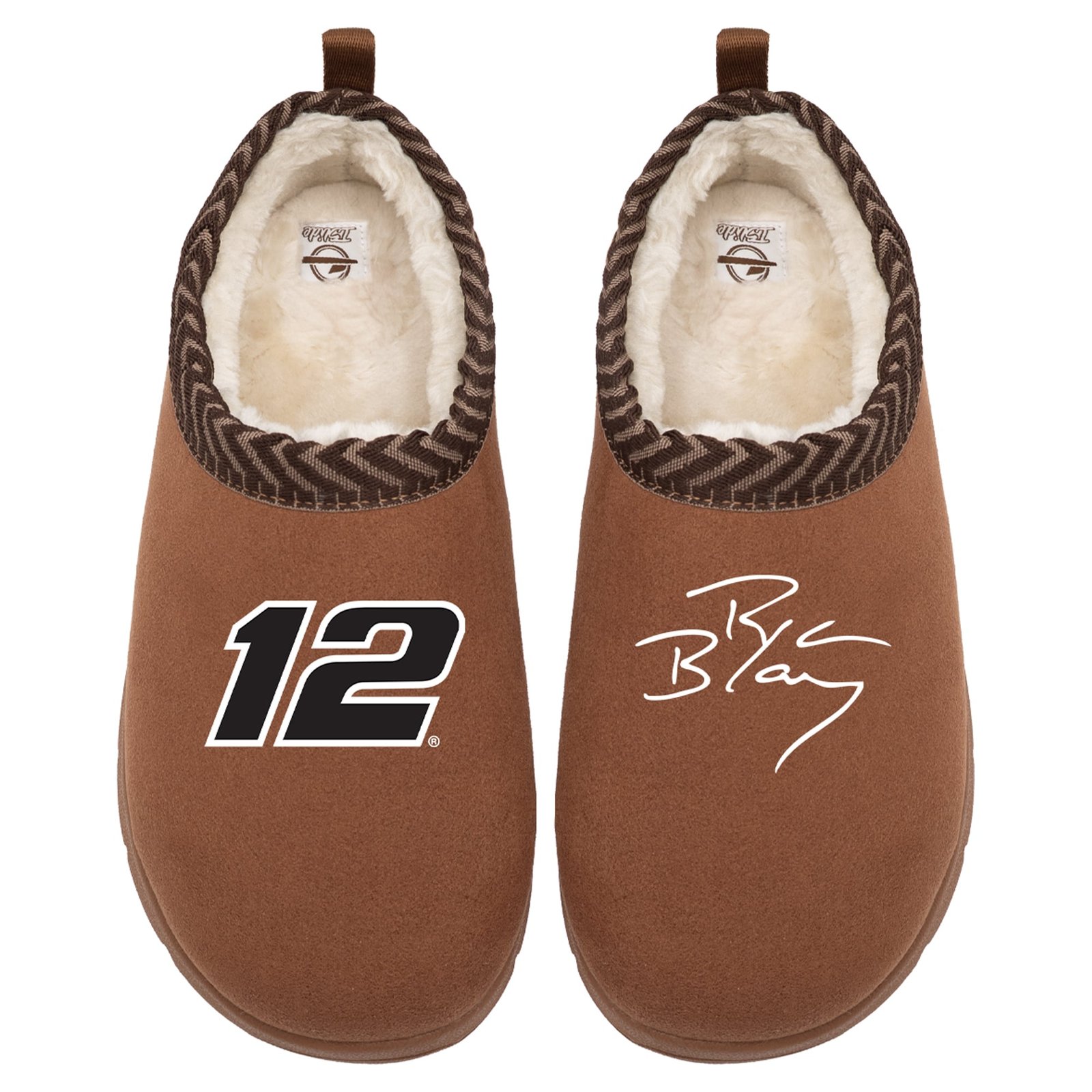 Unisex ISlide Brown Ryan Blaney Number & Signature Mission Slippers