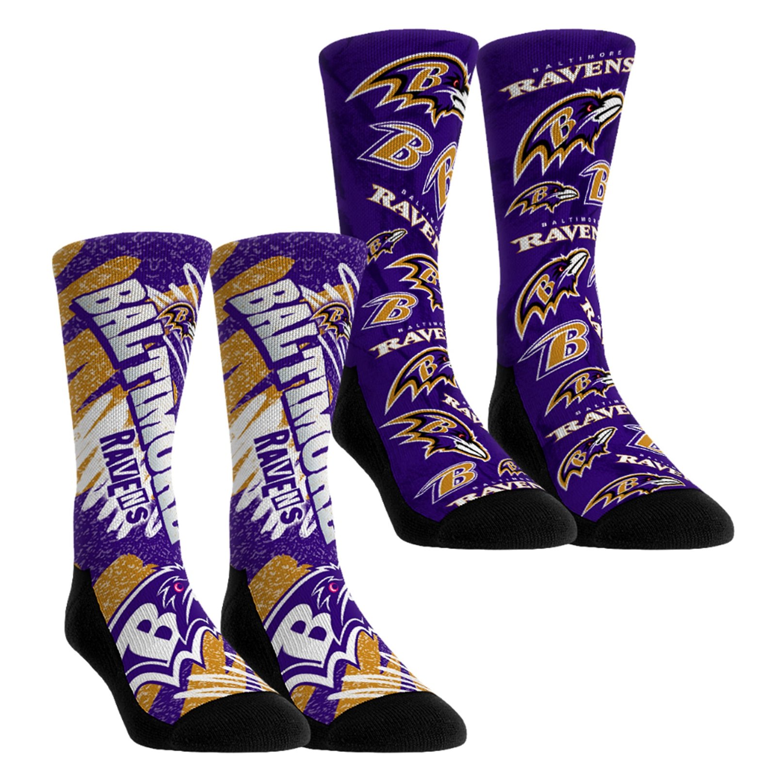 Unisex Rock Em Baltimore Ravens Team Blast Two-Pack Crew Socks