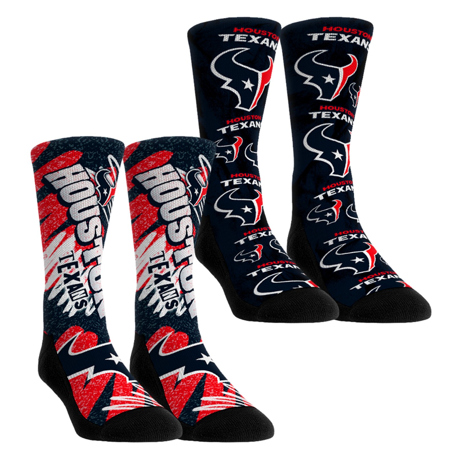 Unisex Rock Em Houston Texans Team Blast Two-Pack Crew Socks