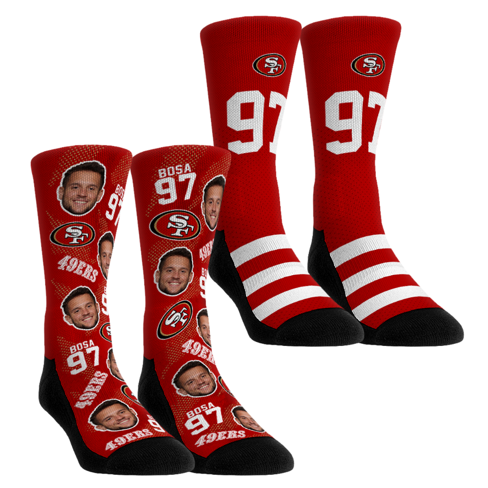 Unisex Rock Em Nick Bosa San Francisco 49ers Player Football Guy Two-Pack Crew Sock Set