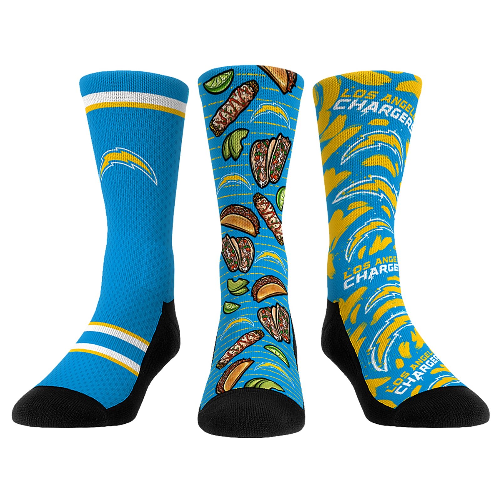 Unisex Rock Em Socks Los Angeles Chargers Fan Favorite Three-Pack Crew Sock Set