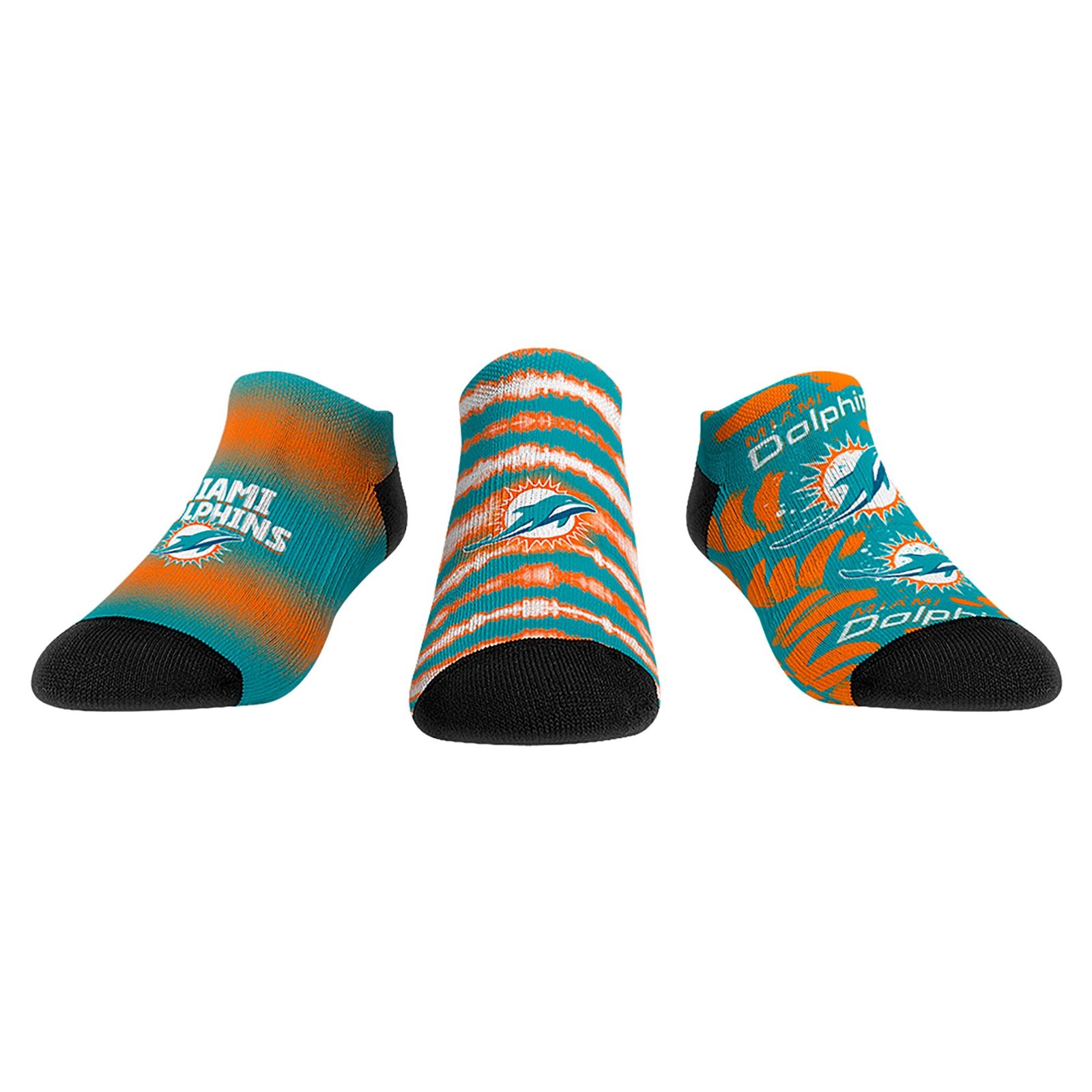Unisex Rock Em Aqua Miami Dolphins Make Some Noise Three-Pack Low-Cut Socks Set