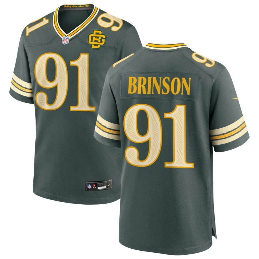 Warren Brinson Men’s Nike Green Green Bay Packers 2026 Rivalries Collection Game Custom Jersey