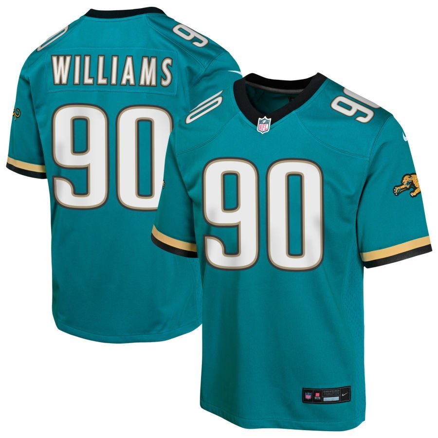 Wesley Williams Youth Nike Teal Jacksonville Jaguars Prowler Throwback Custom Game Jersey