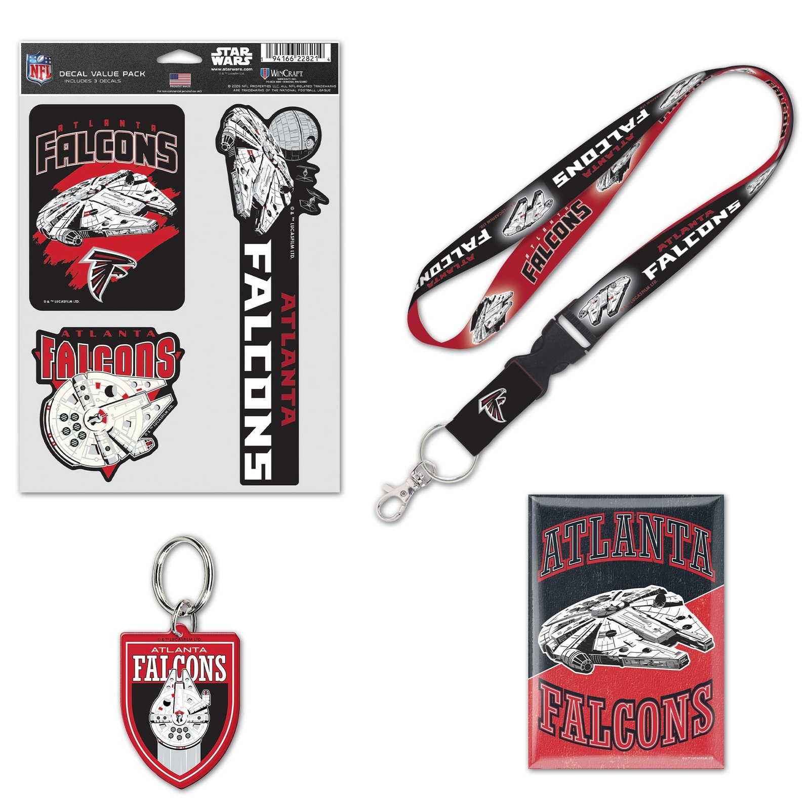 WinCraft Atlanta Falcons Disney x NFL Millennium Falcon Fan Pack
