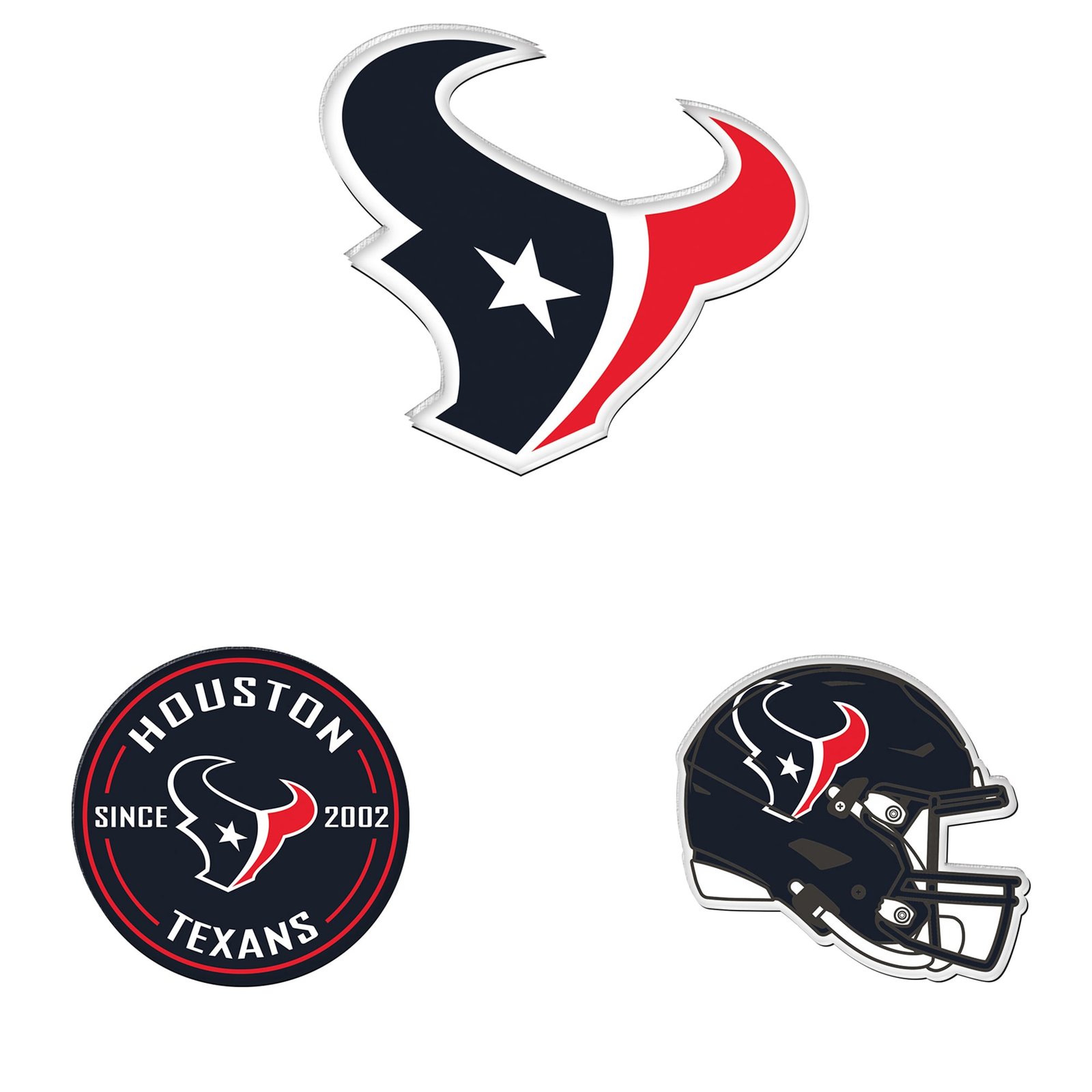 WinCraft Houston Texans 3-Pack Premium Fridge Magnet Set