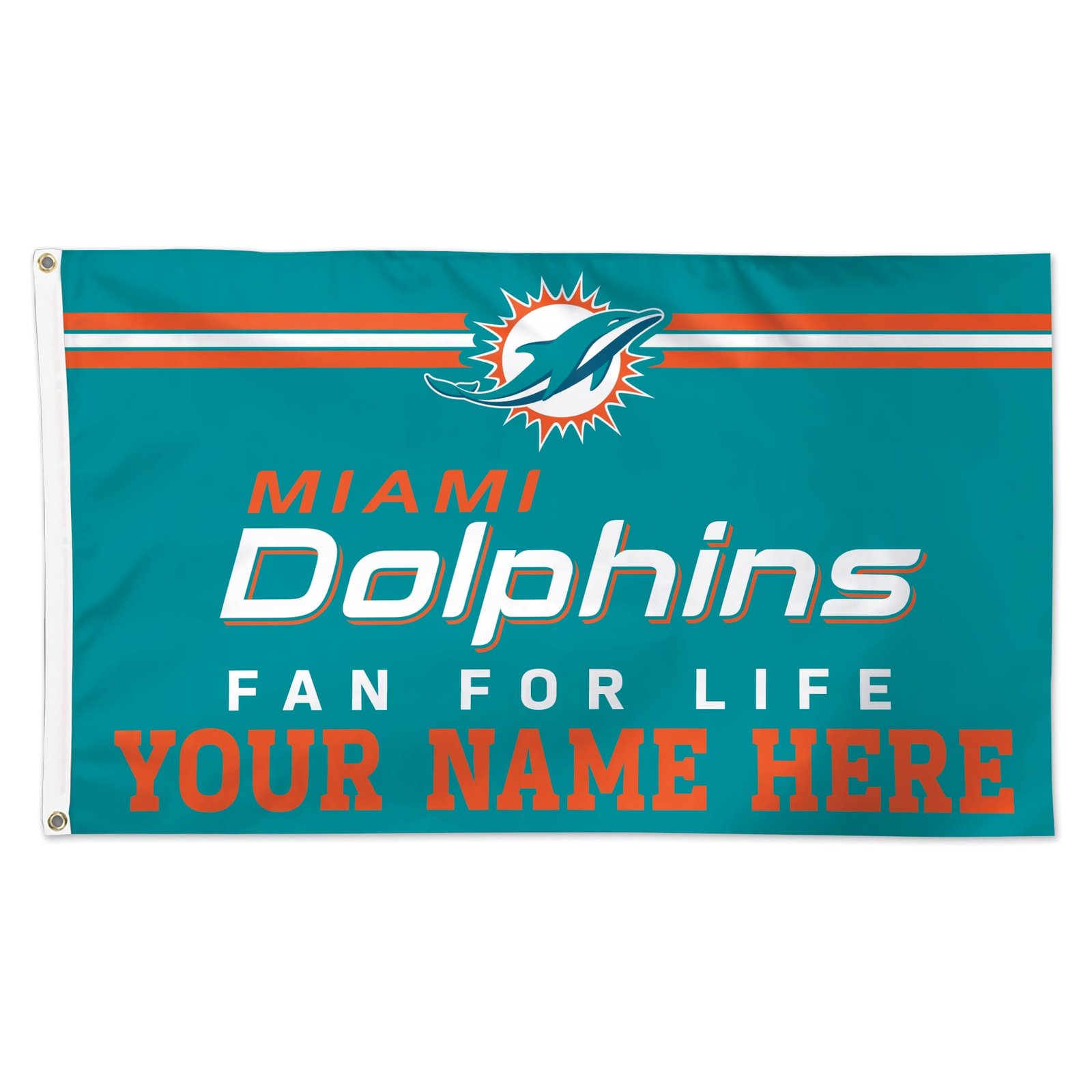 WinCraft Miami Dolphins 3′ x 5′ One-Sided Deluxe Personalized Flag