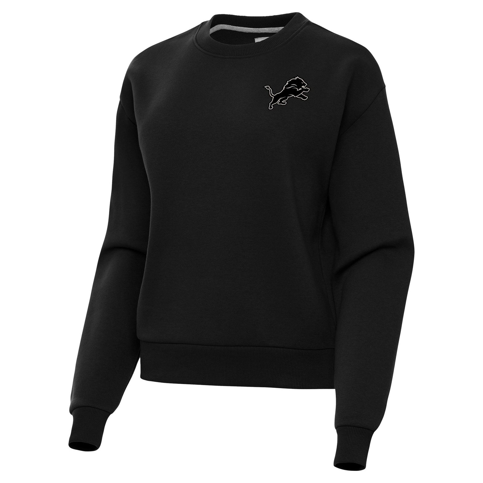 Women’s Antigua Black Detroit Lions Victory Pullover Sweatshirt