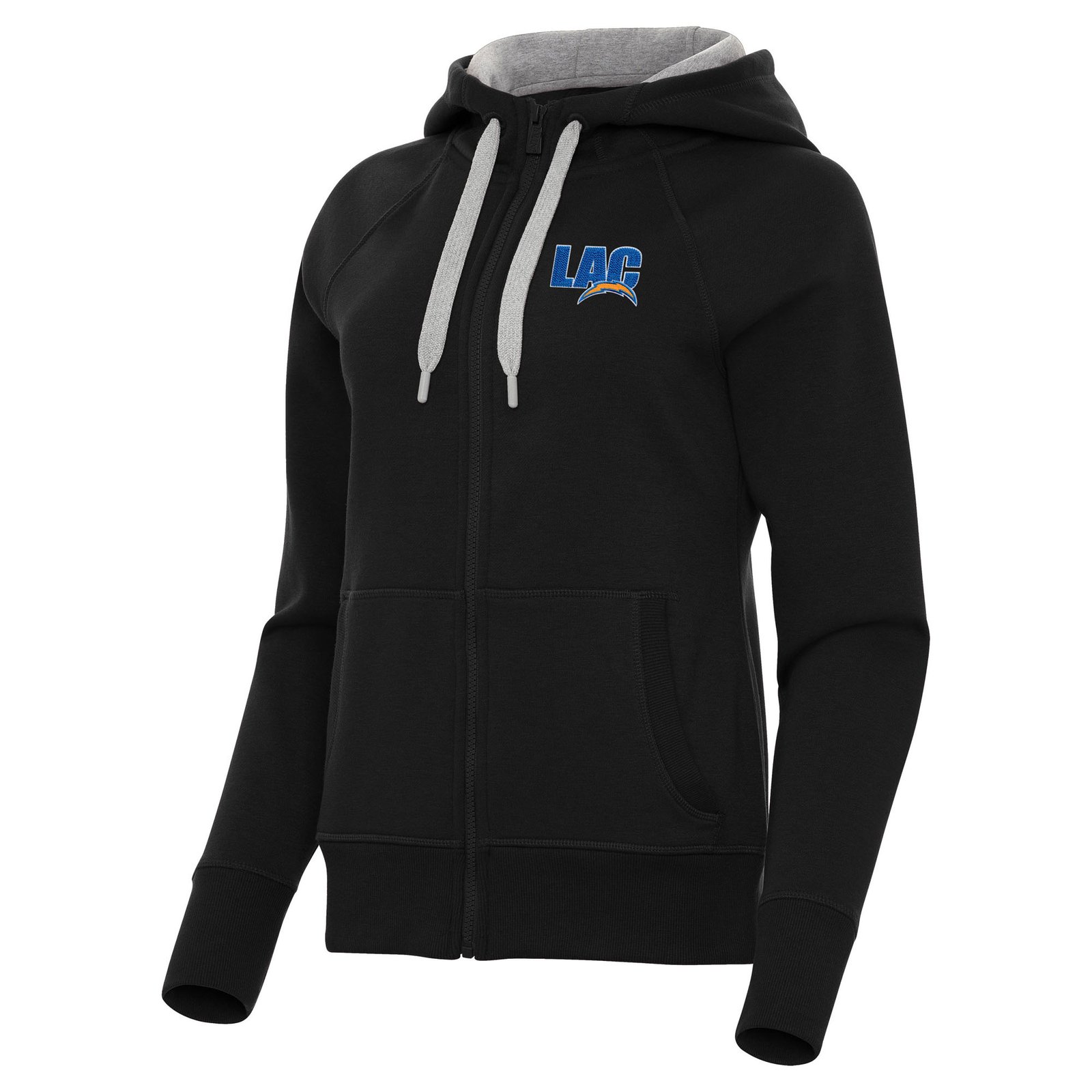Women’s Antigua Black Los Angeles Chargers Victory Full-Zip Hoodie