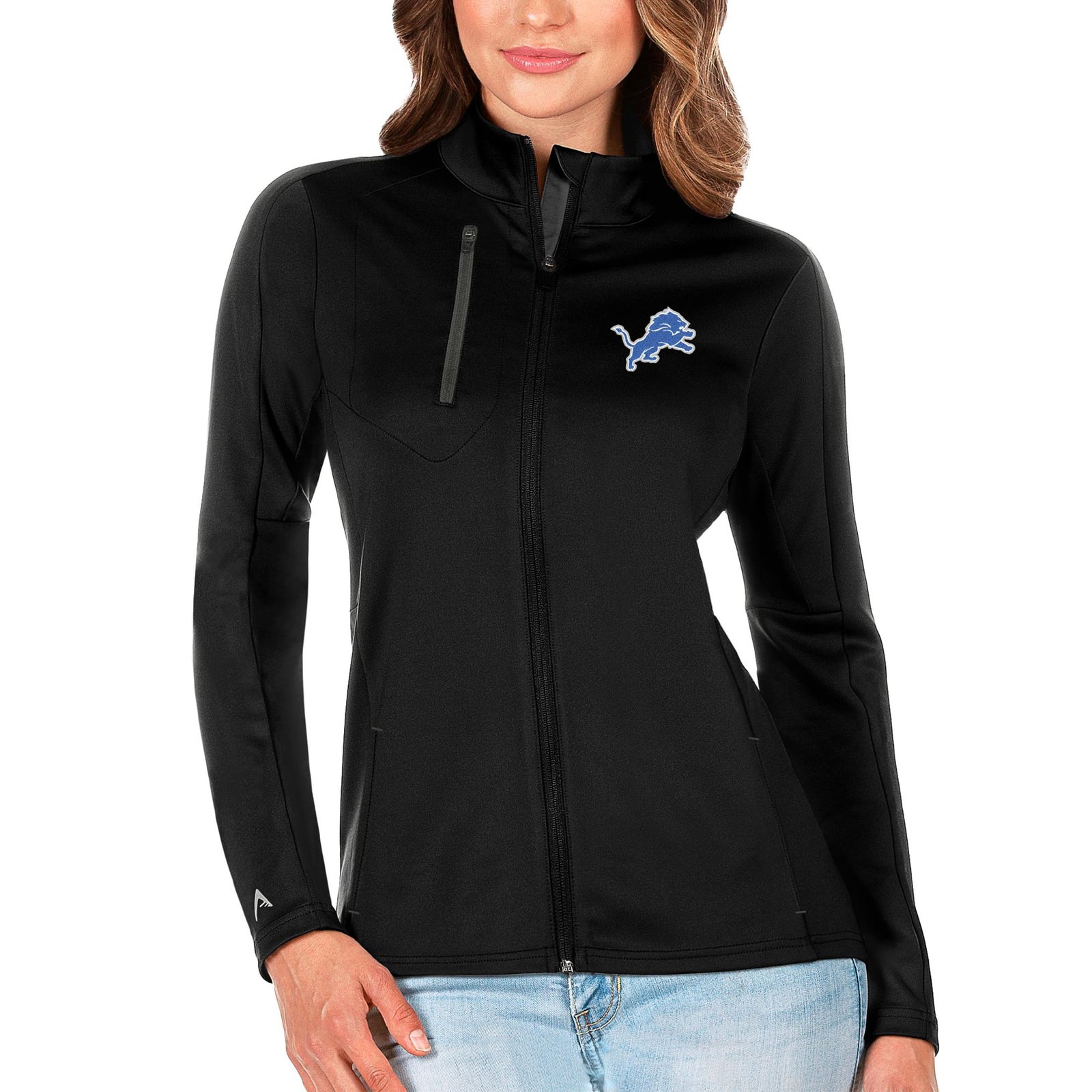 Women’s Antigua Black/Charcoal Detroit Lions Generation Full-Zip Jacket Women’s Antigua Black/Charcoal Detroit Lions Generation Full-Zip Jacket