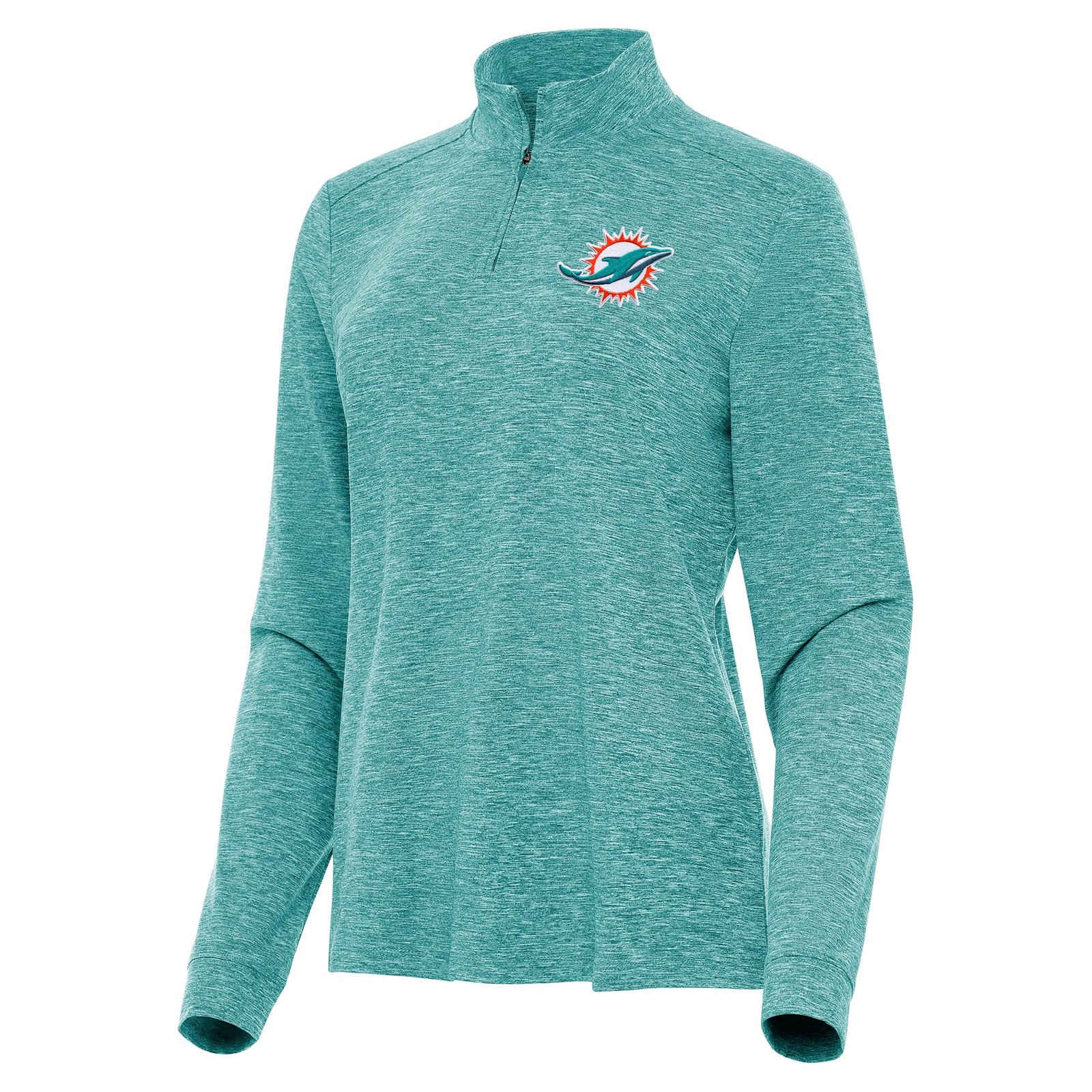 Women’s Antigua Heather Aqua Miami Dolphins Mentor Quarter-Zip Jacket