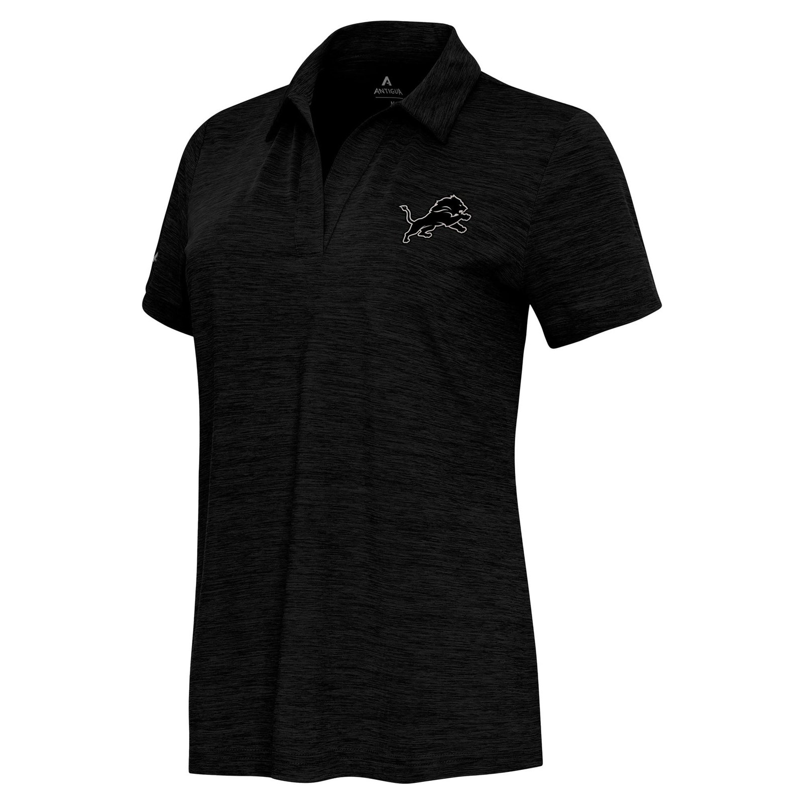 Women’s Antigua Heather Black Detroit Lions Layout V-Neck Polo